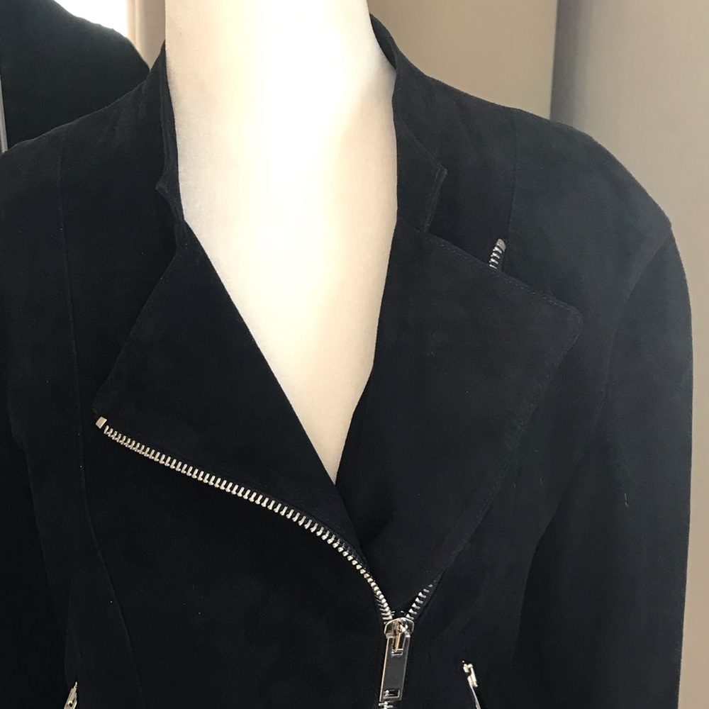 💯Real Suede Massimo Dutti Navy Moto Jacket - Picture 6 of 12